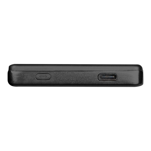 Schwarze Powerbank mit USB-Anschl�ssen.