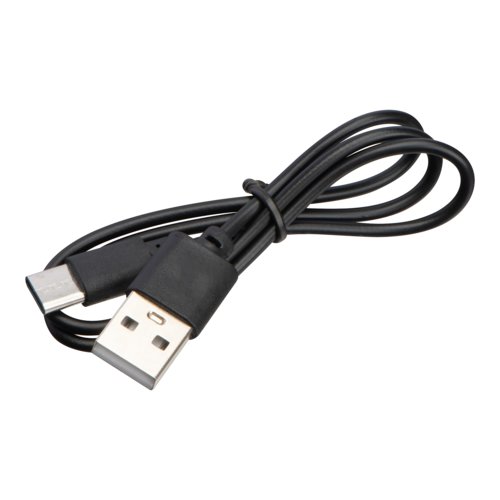 Schwarze Powerbank mit 5.000 mAh.