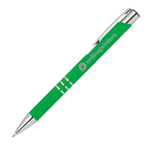 Grner Gelstift mit Metallelementen und Kappe.