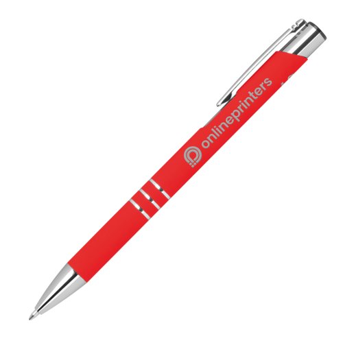 Roter Gelstift mit Muster und Druckmechanismus.