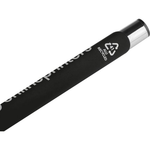 Schwarzer Gelstift mit halbflssiger Tinte und Kappe.