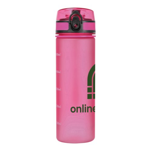 Pinke Tritan-Trinkflasche mit Schraubverschluss.