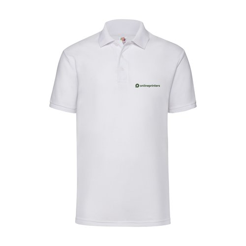 Weies Mischgewebe-Poloshirt fr Herren mit kurzer Knopfleiste.