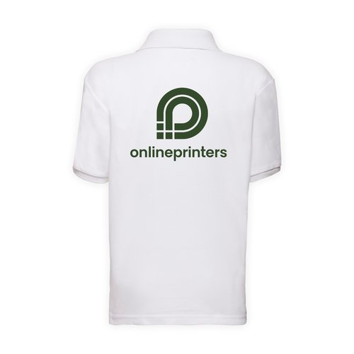 Weies Mischgewebe-Piqu-Poloshirt fr Kinder mit kurzen rmeln.