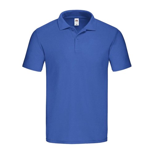 Knigsblaues Baumwoll-Poloshirt fr Herren mit kurzer Knopfleiste.