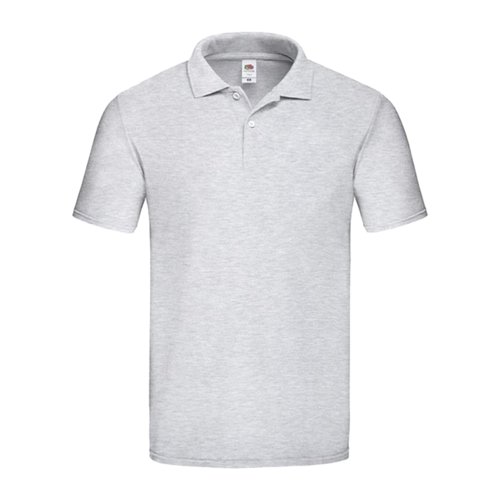 Grau meliertes Baumwoll-Poloshirt mit kurzer Knopfleiste.