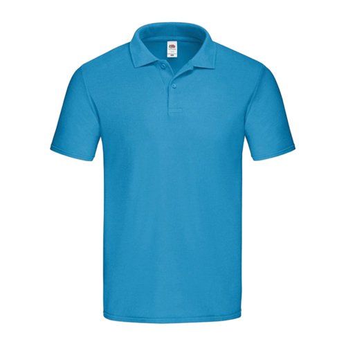 Azurblaues Baumwoll-Poloshirt fr Herren mit kurzer Knopfleiste.