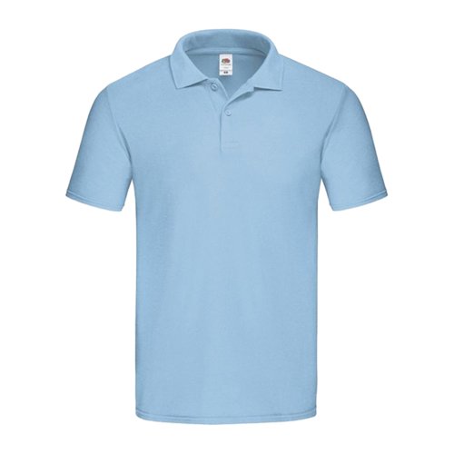 Himmelblaues Baumwoll-Poloshirt fr Herren mit kurzer Knopfleiste.