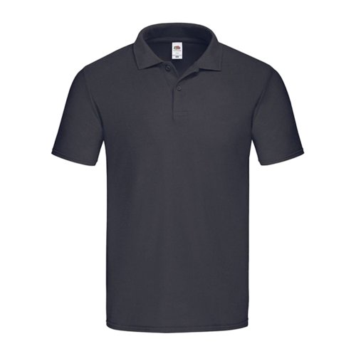 Schwarzblaues Baumwoll-Poloshirt fr Herren mit kurzer rmel und Knopfleiste.