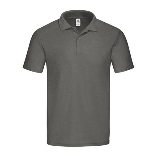 Dunkelgraues Baumwoll-Poloshirt mit Knopfleiste.