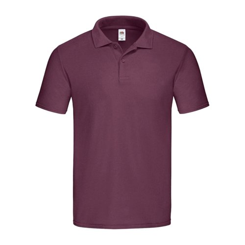 Burgunderrotes Baumwoll-Poloshirt fr Herren mit kurzer Knopfleiste.