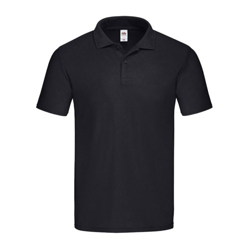 Schwarzes Poloshirt aus Baumwolle mit kurzer Knopfleiste.