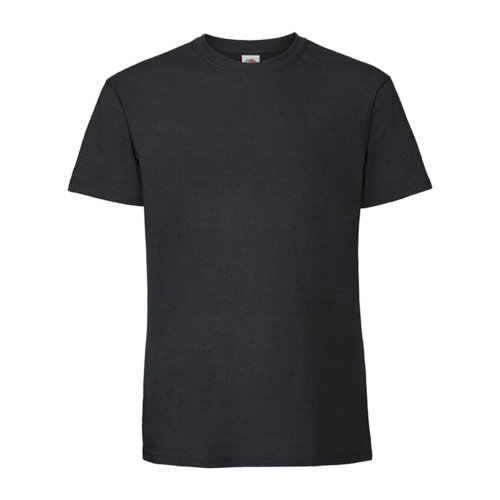 Schwarzes Baumwoll-T-Shirt mit kurzen rmeln und Rundhalsausschnitt.