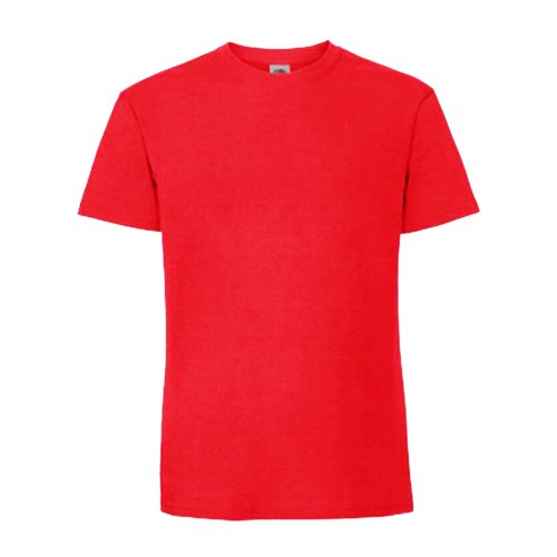 Rotes Baumwoll-T-Shirt mit kurzen rmeln und Rundhalsausschnitt.