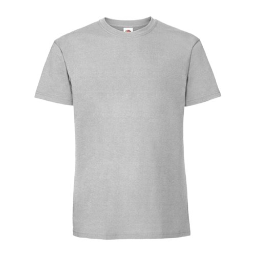 Graues Baumwoll-T-Shirt mit kurzen rmeln und Rundhalsausschnitt.