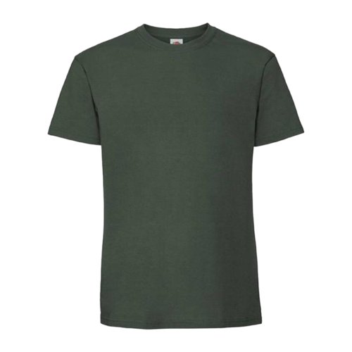 Dunkelgrnes Baumwoll-T-Shirt mit kurzen rmeln und Rundhalsausschnitt.