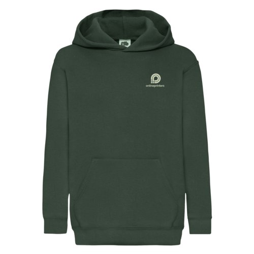 Dunkelgrner Hoodie aus Mischgewebe mit Kapuze und Kngurutasche.