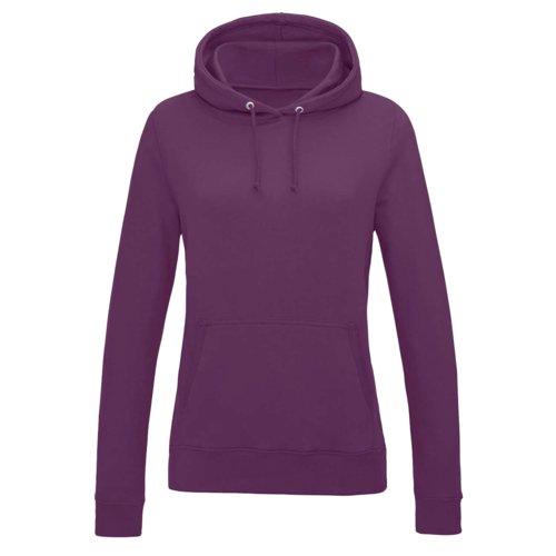 Lila Damen-Hoodie aus Baumwollmischgewebe mit Kapuze und Kngurutasche.