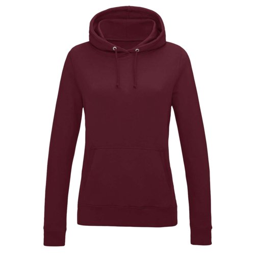 Burgunderfarbener Baumwoll-Polyester-Hoodie im College-Stil mit Kapuze und Kngurutasche.