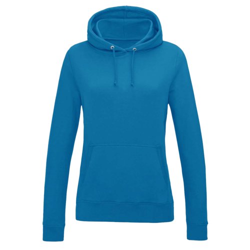 Blauer Baumwoll-Polyester-Hoodie mit Kapuze und Kordelzug.