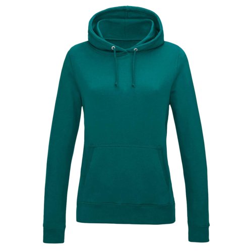 Trkisfarbener Baumwoll-Polyester-Hoodie mit Kapuze und Kngurutasche.