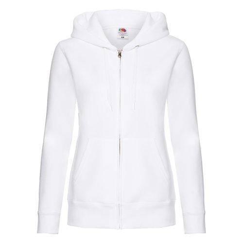 Weisse Kapuzenjacke aus Baumwollmischung mit durchgehendem Reissverschluss und Taschen.