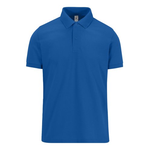 Knigsblaues Baumwoll-Poloshirt fr Herren mit kurzer Knopfleiste.