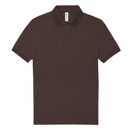 Dunkelbraunes Baumwoll-Poloshirt fr Herren mit kurzer Knopfleiste.