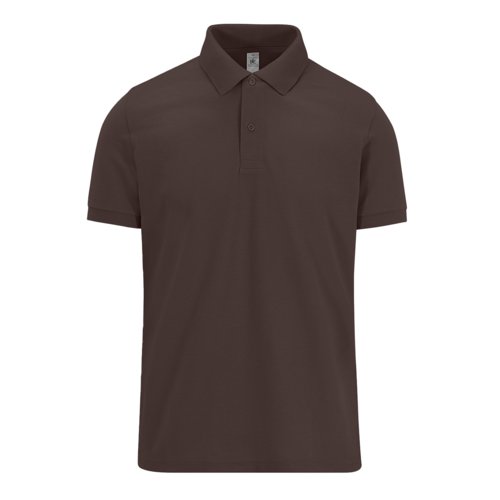 Dunkelbraunes Baumwoll-Poloshirt fr Herren mit kurzer Knopfleiste.