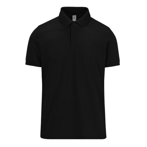 Schwarzes Baumwoll-Poloshirt fr Herren mit kurzer Knopfleiste.