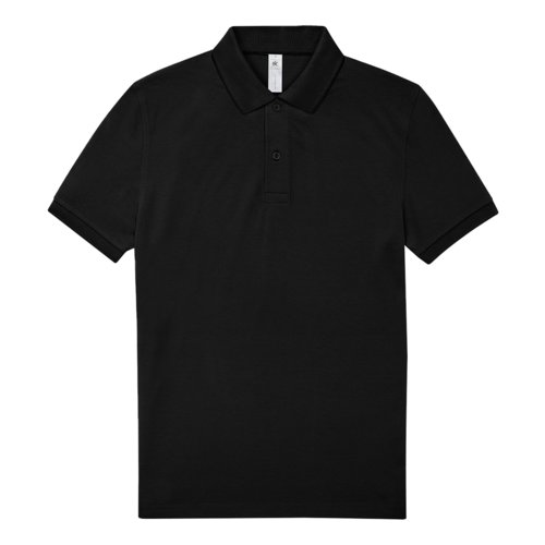 Schwarzes Baumwoll-Poloshirt fr Herren mit kurzer Knopfleiste.