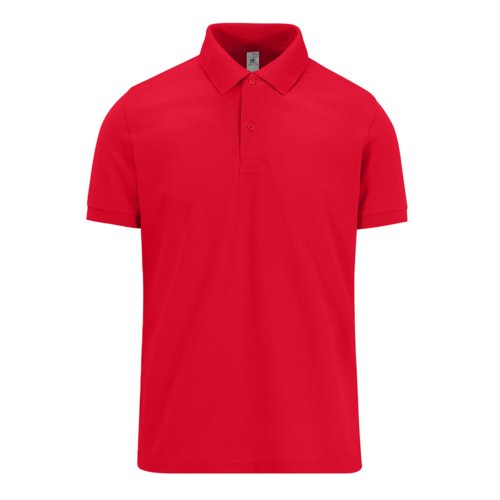 Rotes Baumwoll-Poloshirt mit kurzer Knopfleiste.