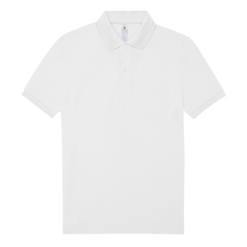 Weisses Baumwoll-Poloshirt fr Herren mit kurzer Knopfleiste.