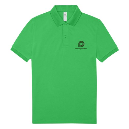 Grnes Poloshirt aus Baumwolle fr Herren mit kurzer Knopfleiste.