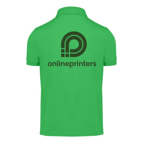 Grnes Baumwoll-Poloshirt fr Herren mit kurzer Knopfleiste.