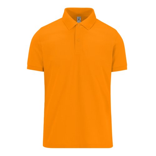 Oranges Poloshirt aus Baumwolle mit kurzen rmeln und Knopfleiste.