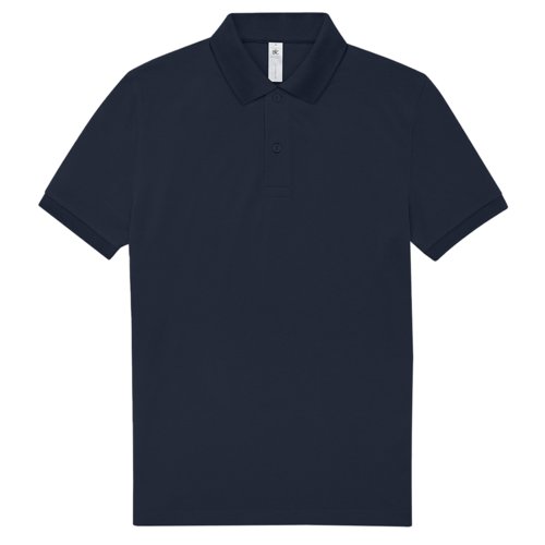 Marineblaues Baumwoll-Poloshirt fr Herren mit kurzer Knopfleiste.