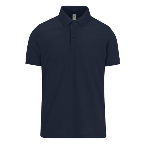 Marineblaues Baumwoll-Poloshirt fr Herren mit kurzer Knopfleiste.