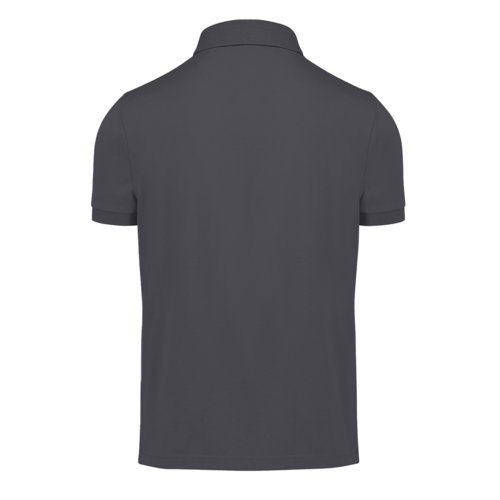 Dunkelgraues Baumwoll-Poloshirt fr Herren mit kurzen rmeln.