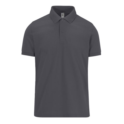 Dunkelgraues Baumwoll-Poloshirt fr Herren mit kurzen rmeln.