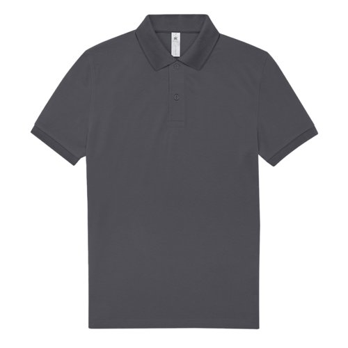 Dunkelgraues Baumwoll-Poloshirt fr Herren mit kurzen rmeln.