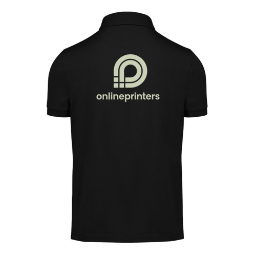 Schwarzes Baumwoll-Poloshirt fr Herren mit kurzer Knopfleiste.