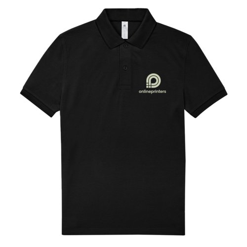 Schwarzes Baumwoll-Poloshirt fr Herren mit kurzer Knopfleiste.