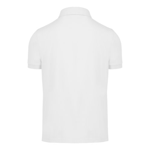 Weies Baumwoll-Poloshirt fr Herren mit kurzer Knopfleiste.