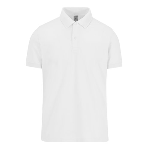 Weisses Baumwoll-Poloshirt fr Herren mit kurzer Knopfleiste.
