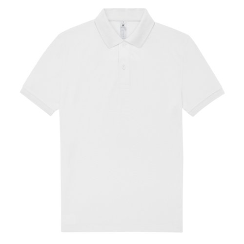 Weies Baumwoll-Poloshirt fr Herren mit kurzer Knopfleiste.