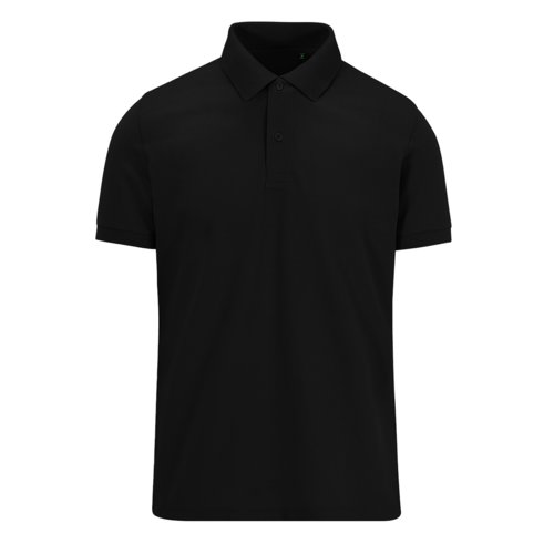 Schwarzes Polo-Shirt aus recyceltem Polyester und Baumwolle fr Herren.