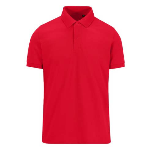 Rotes Polohemd aus recyceltem Polyester und Baumwolle fr Herren.