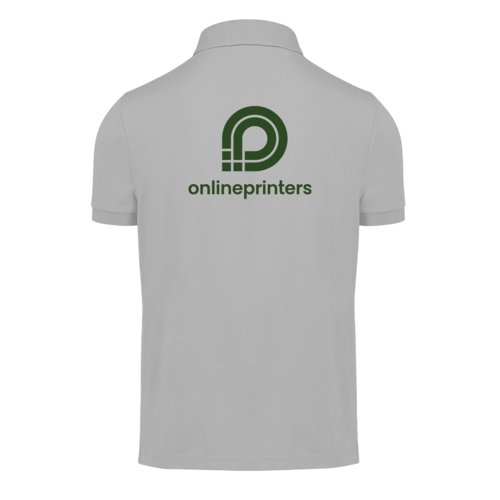 Graues Polo-Shirt aus recyceltem Polyester und Baumwolle fr Herren.