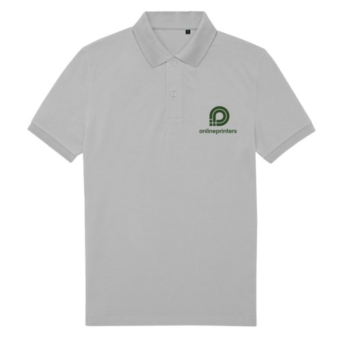 Graues Polohemd aus recyceltem Polyester und Baumwolle fr Herren.